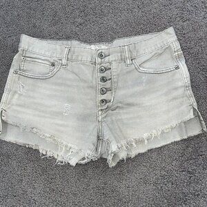 Free People Runaway Jillian Cut Off Button Fly Raw Hem Jean Shorts JORTS W 27